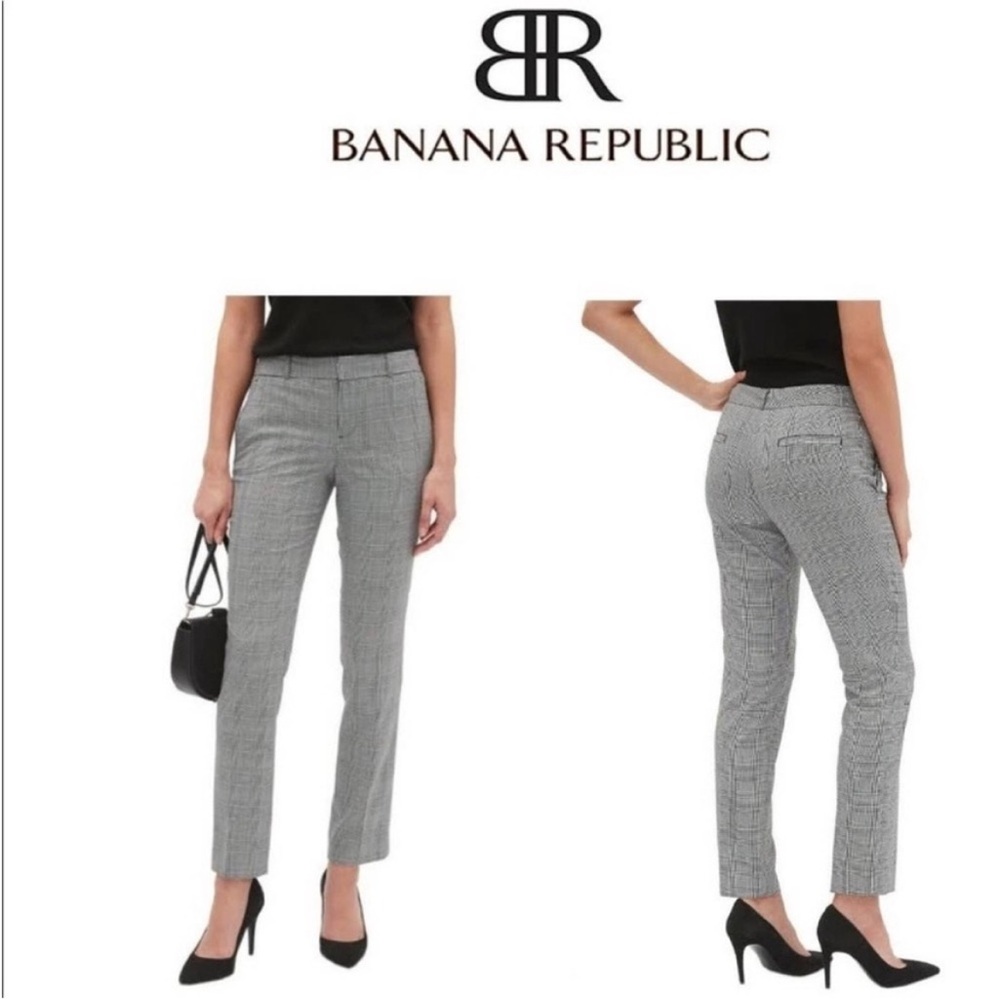 Banana Republic Reegan Gray Checkered Trousers, 2P